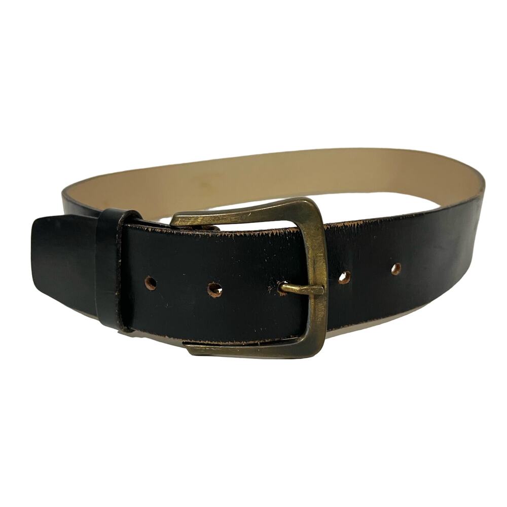 HICKOK Belt Makers Men's Belt Dark Brown Cowhide Leather Size 34 Brass Buckle